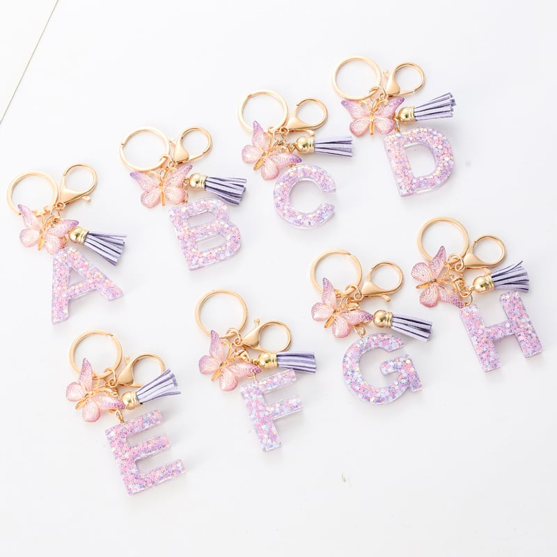 🔥Butterfly Letter Keychain Tassel Design Vibrant Durable Lightweight Gift