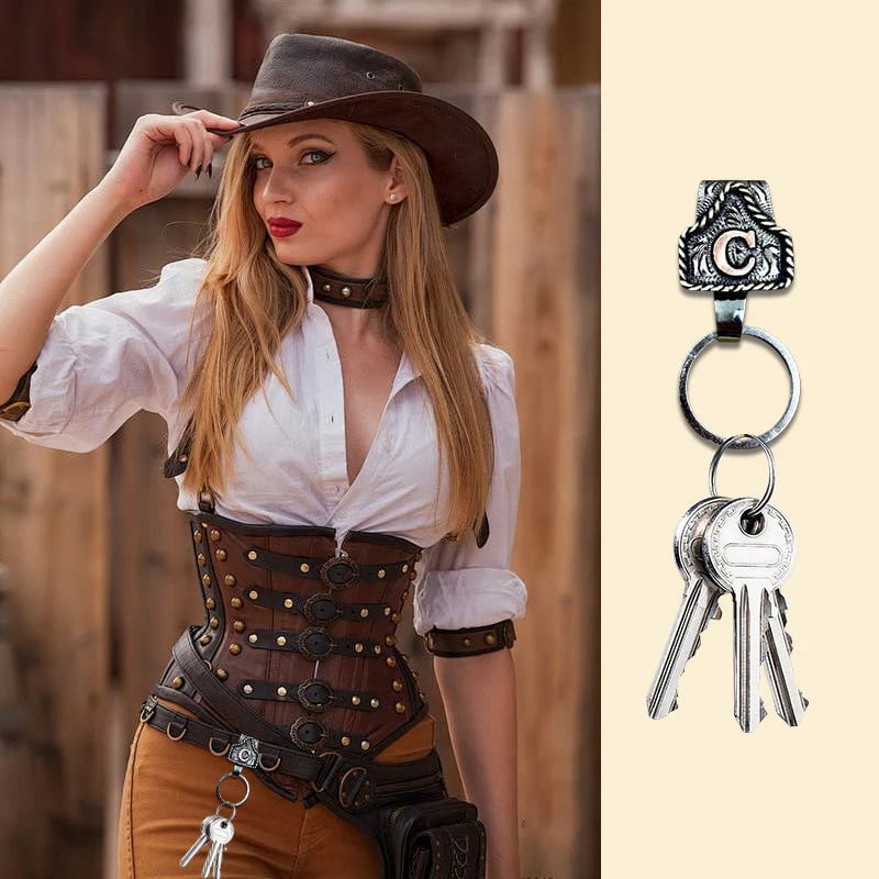 ⚒️ Handmade Cow Tag Belt  Key  Holder with Custom Initial.✨