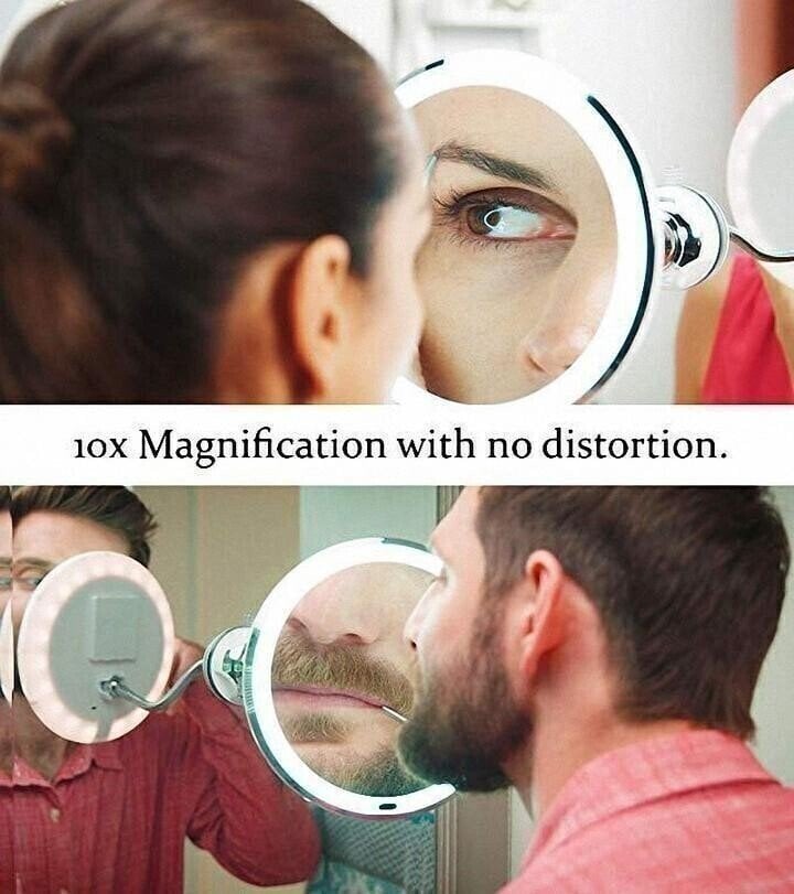 🔥360° Flexible Light Up 10X Magnification Makeup Mirror