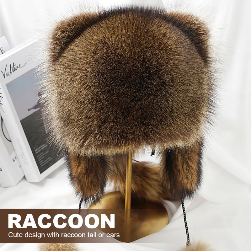 🦝Rascal Raccoon Faux Fur Hat with Ears | Cute Animal Winter Hat