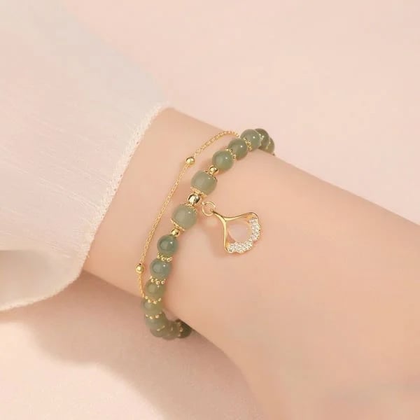 💞Lucky Wada Jade gold leaf bracelet