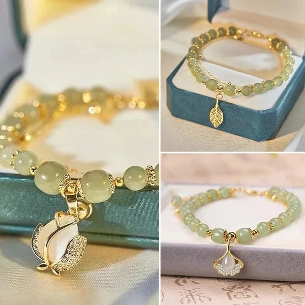 💞Lucky Wada Jade gold leaf bracelet