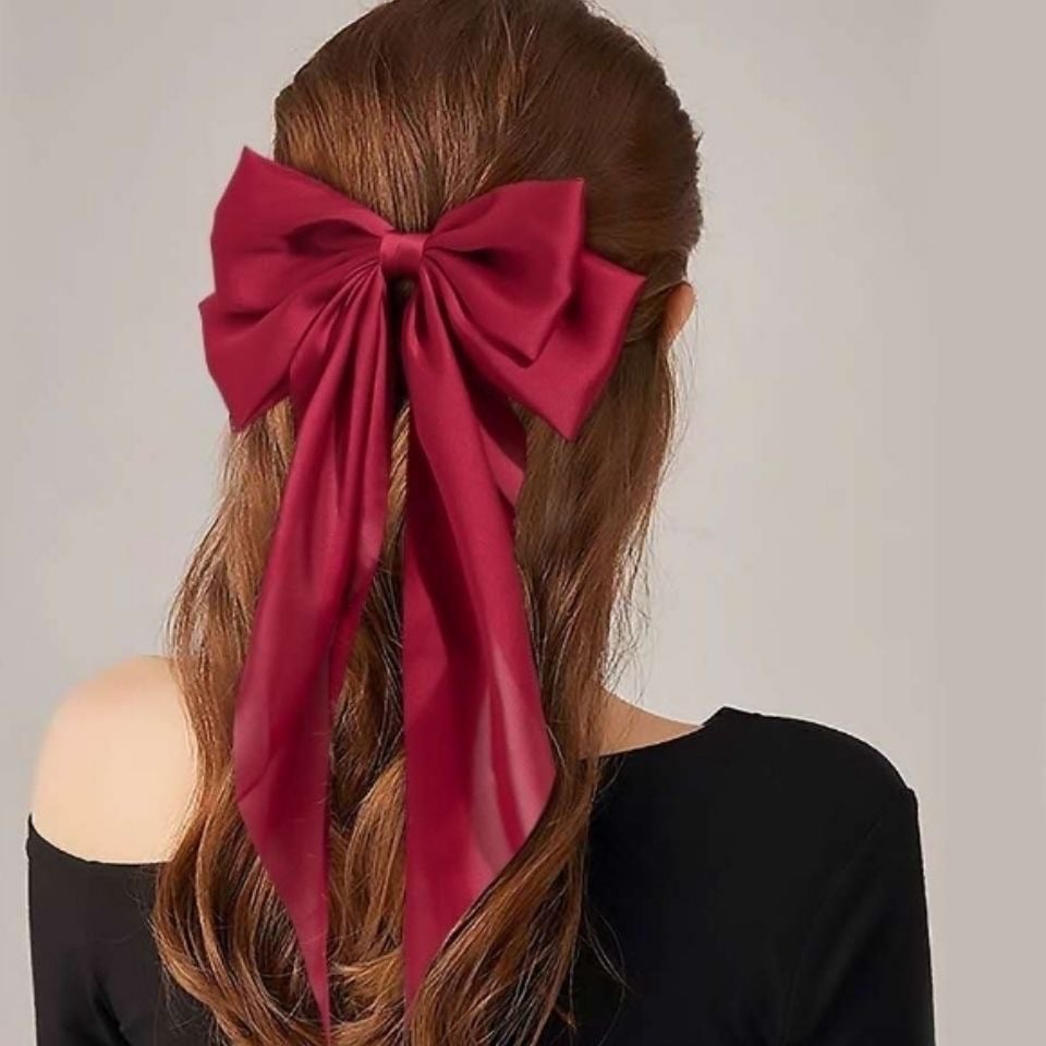 🔥Large Bow Hair Clip for Women – Wedding & Everyday Ponytail Accessory with Long Tail