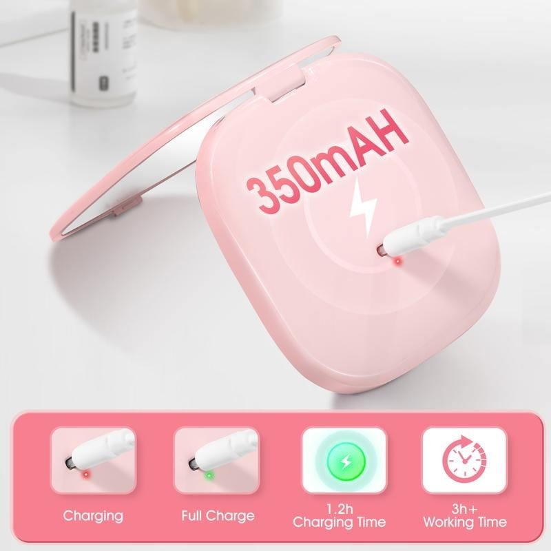 🌸 Compact LED Makeup Mirror – Double-Sided 1x/3x Magnification