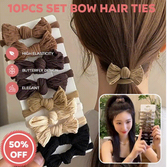 10Pcs Set Bow Hair Ties Set