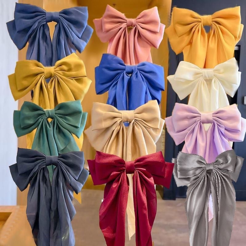🔥Large Bow Hair Clip for Women – Wedding & Everyday Ponytail Accessory with Long Tail