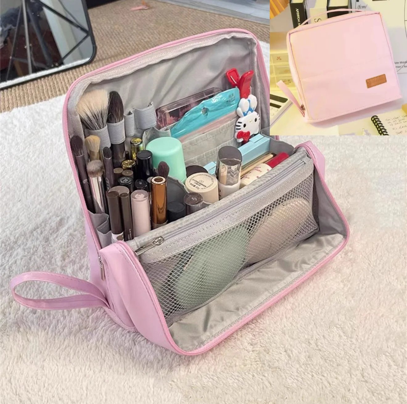 Standing Makeup Bag – Portable, Large Capacity