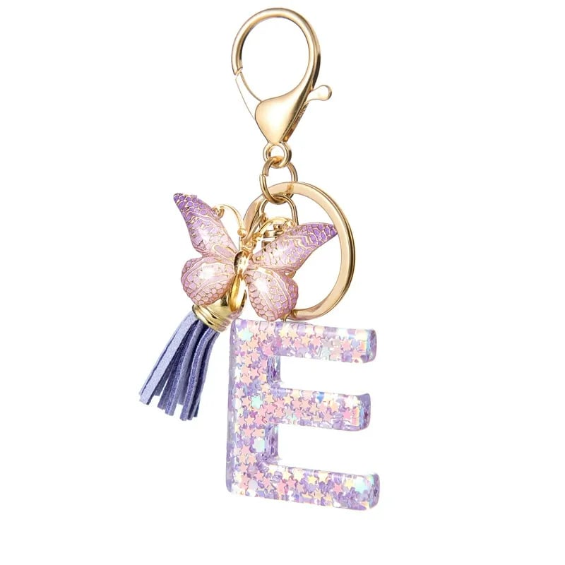 🔥Butterfly Letter Keychain Tassel Design Vibrant Durable Lightweight Gift