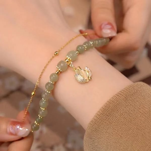💞Lucky Wada Jade gold leaf bracelet