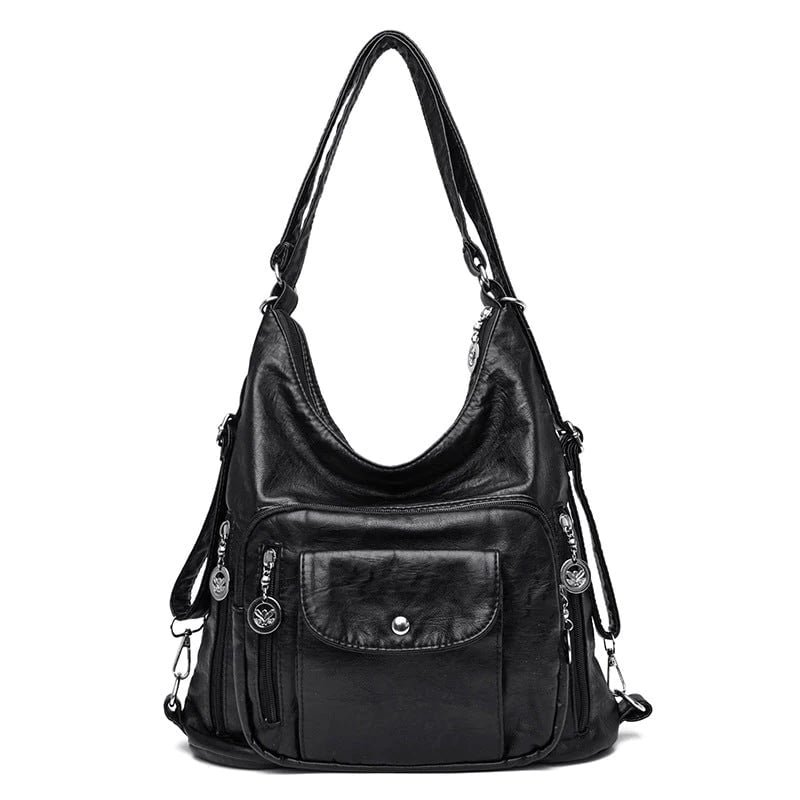 Soft leather shoulder bag with large capacity