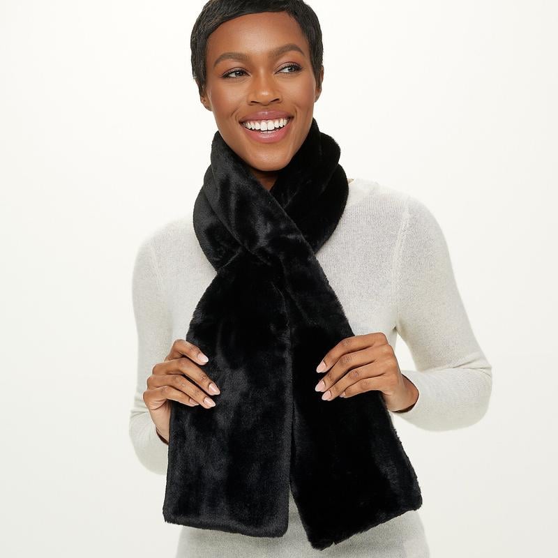 Sprigs Faux Fur Pull-Through Scarf with Zipper Pocket