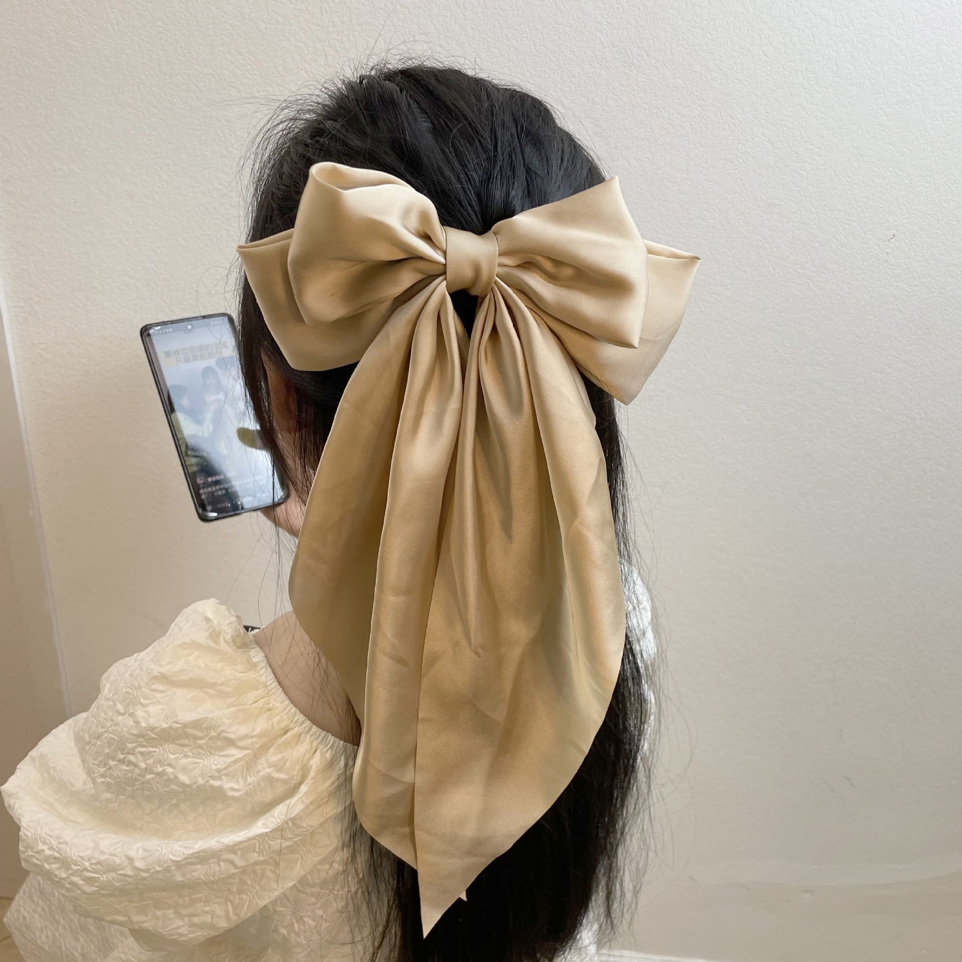 🔥Large Bow Hair Clip for Women – Wedding & Everyday Ponytail Accessory with Long Tail