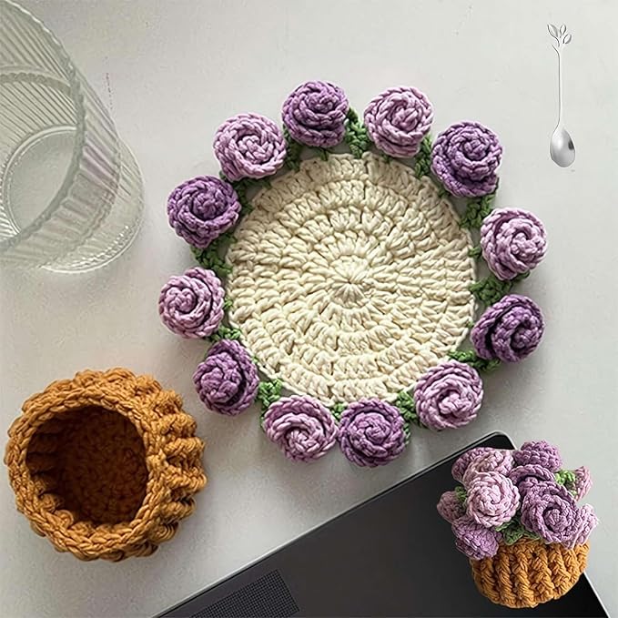 Crochet Flower Blanket Coasters