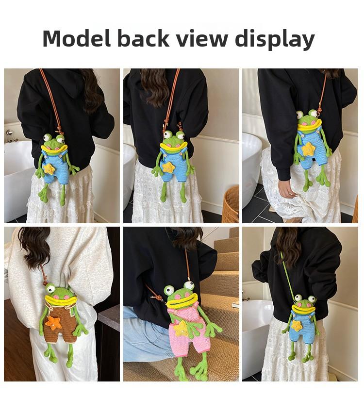 New Handmade Crochet Big Mouth Frog Crossbody Bag