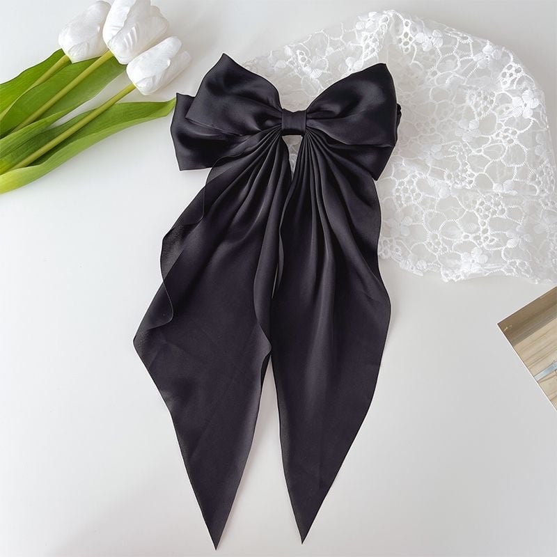 🔥Large Bow Hair Clip for Women – Wedding & Everyday Ponytail Accessory with Long Tail