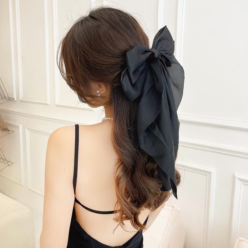 🔥Large Bow Hair Clip for Women – Wedding & Everyday Ponytail Accessory with Long Tail
