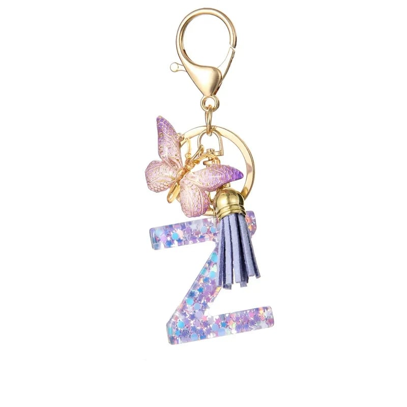 🔥Butterfly Letter Keychain Tassel Design Vibrant Durable Lightweight Gift