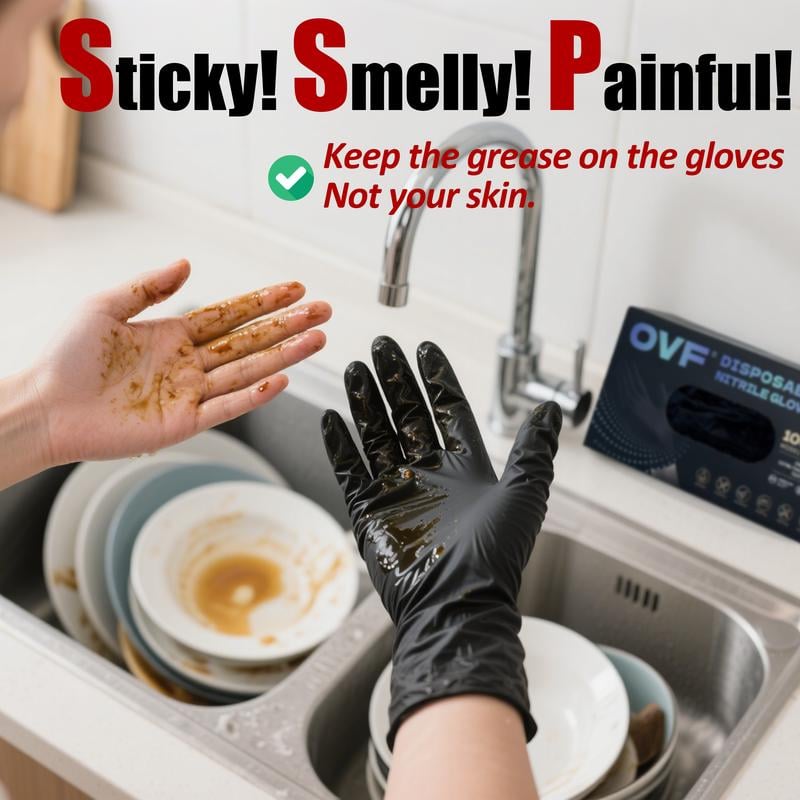 🔥 Heavy Duty Nitrile Gloves,6mil-50 Count