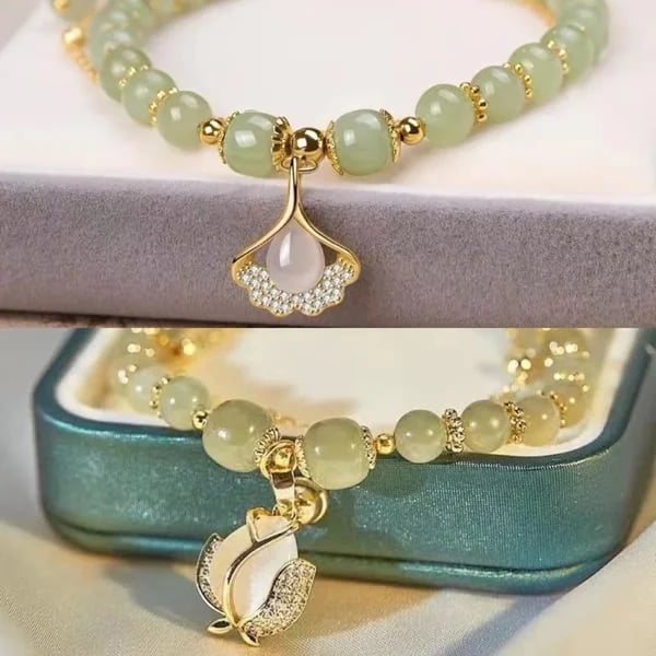💞Lucky Wada Jade gold leaf bracelet