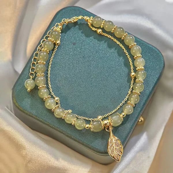 💞Lucky Wada Jade gold leaf bracelet