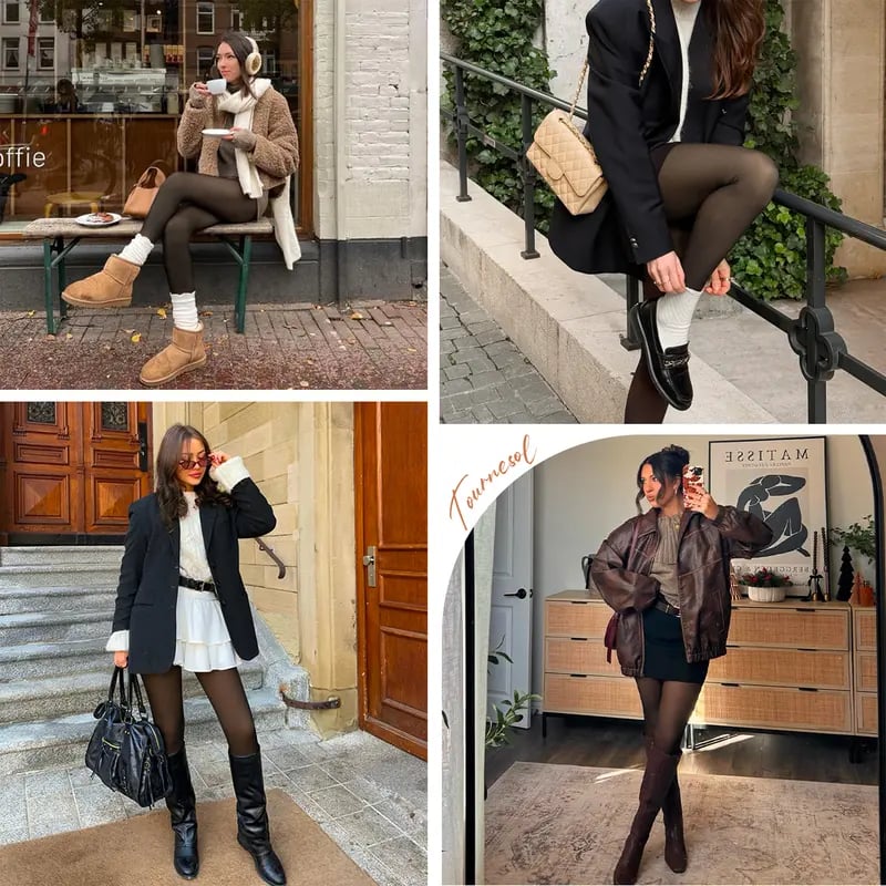 🏆#1 Bestselling🔥MAGIC FLEECE LINED LEGGINGS • CLOSED FOOT - FLEECE TIGHTS