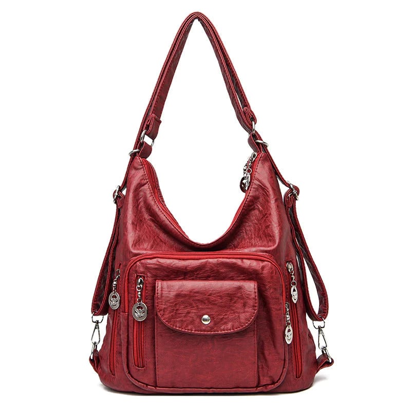 Soft leather shoulder bag with large capacity