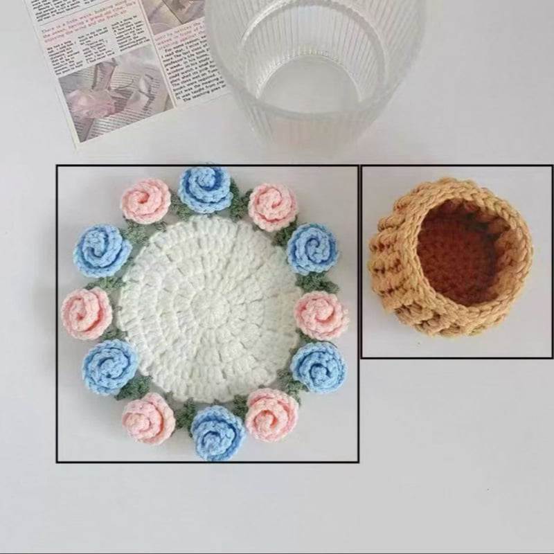 Crochet Flower Blanket Coasters