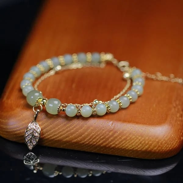 💞Lucky Wada Jade gold leaf bracelet