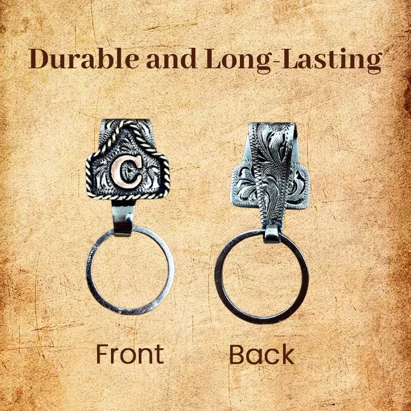 ⚒️ Handmade Cow Tag Belt  Key  Holder with Custom Initial.✨