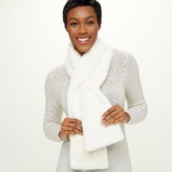 Sprigs Faux Fur Pull-Through Scarf with Zipper Pocket