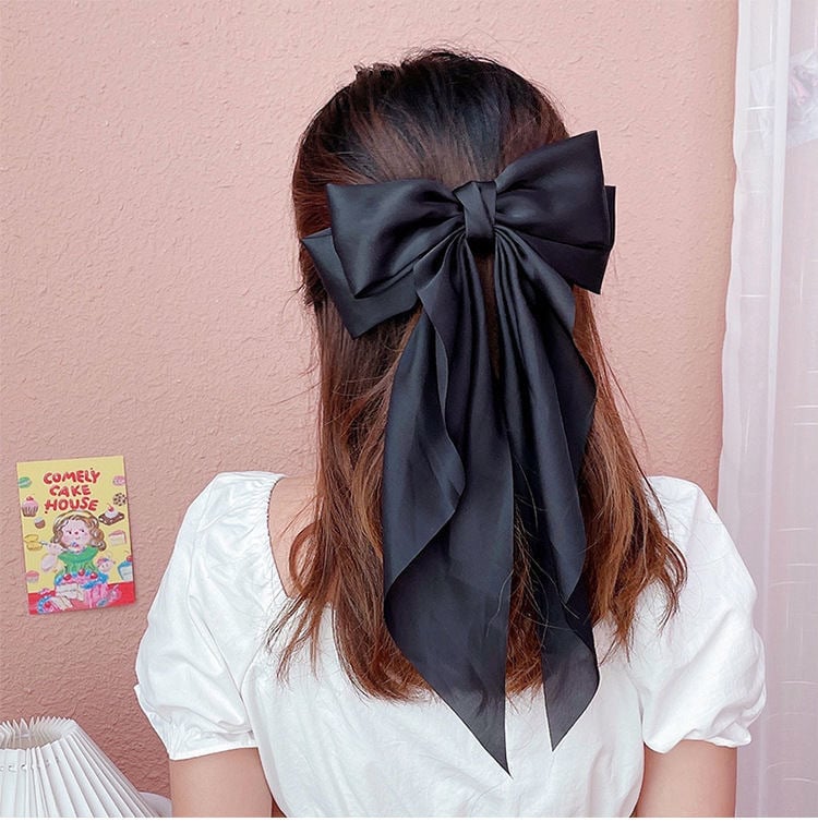 🔥Large Bow Hair Clip for Women – Wedding & Everyday Ponytail Accessory with Long Tail