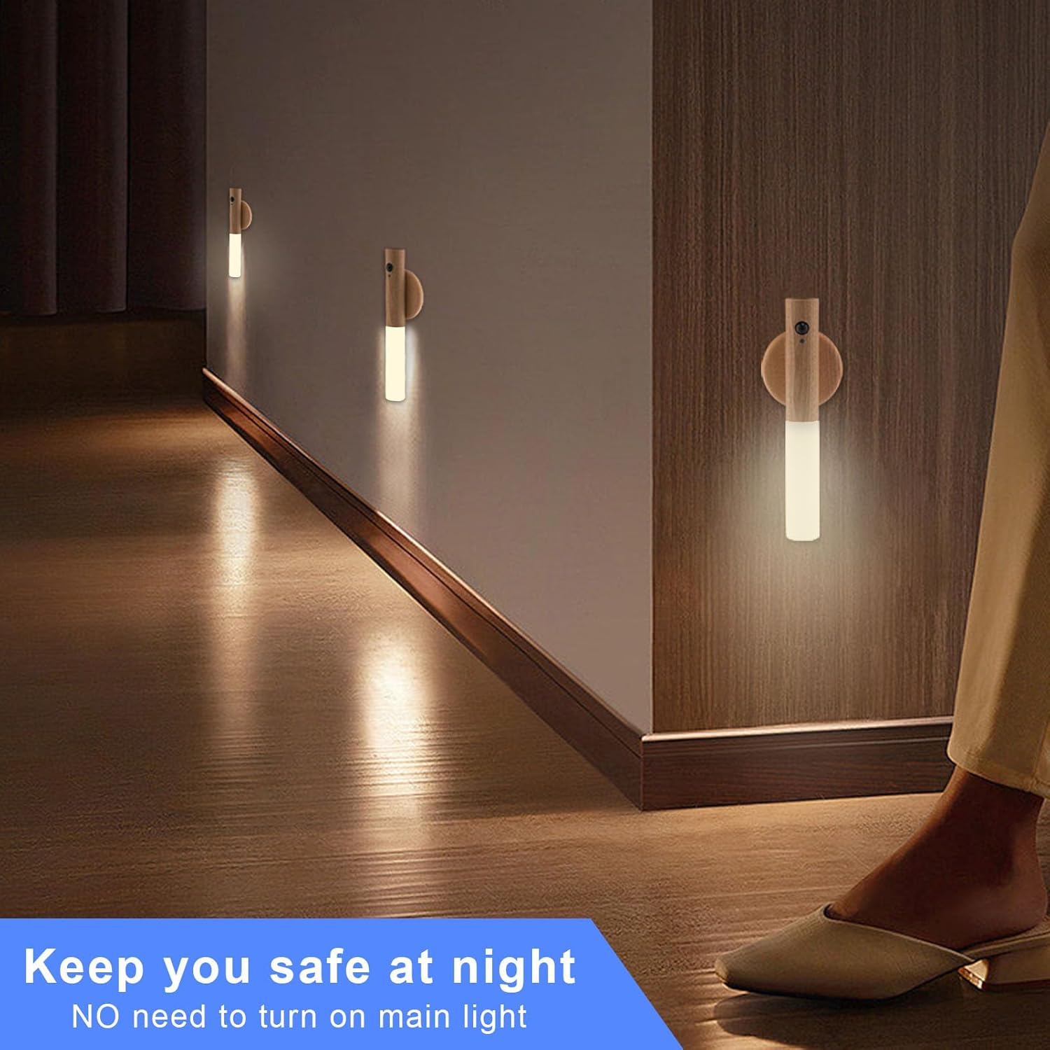 Wooden Motion Sensor Night Lights