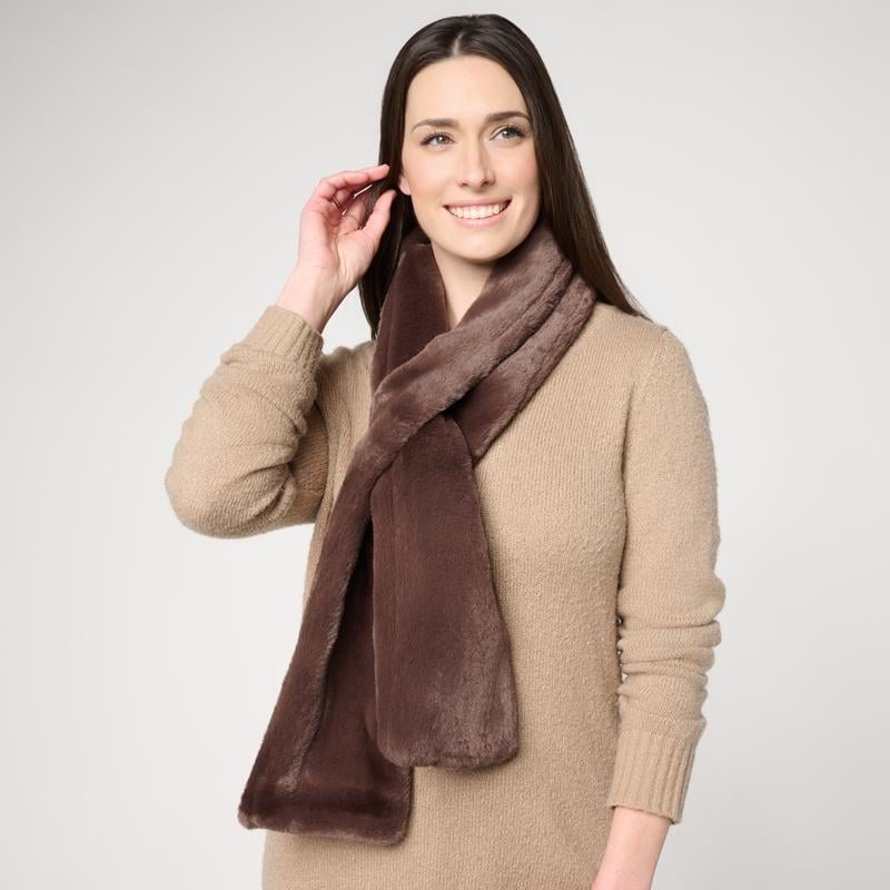 Sprigs Faux Fur Pull-Through Scarf with Zipper Pocket