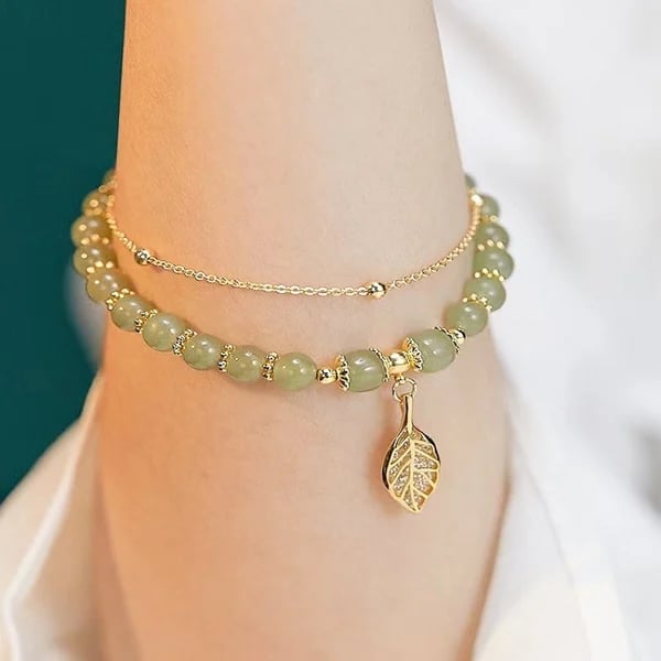 💞Lucky Wada Jade gold leaf bracelet