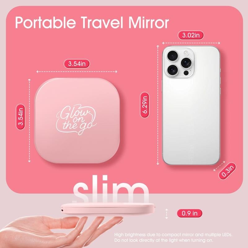 🌸 Compact LED Makeup Mirror – Double-Sided 1x/3x Magnification