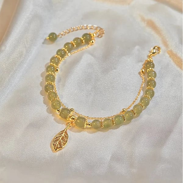 💞Lucky Wada Jade gold leaf bracelet