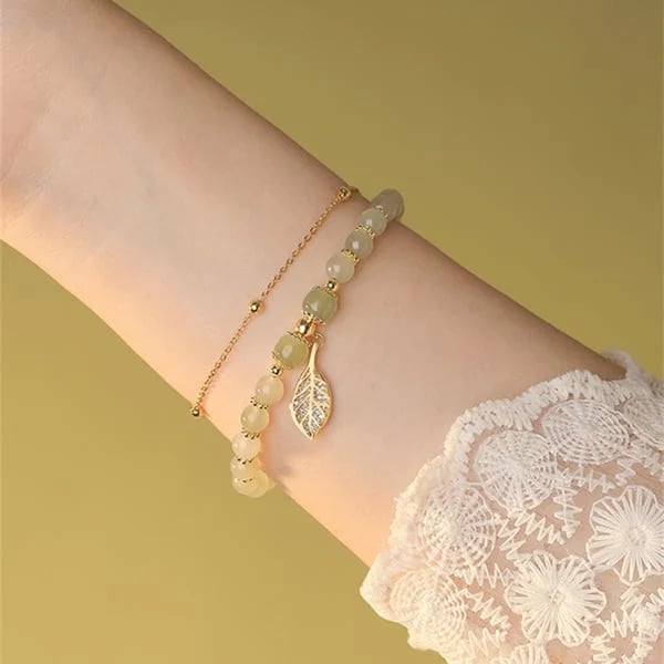 💞Lucky Wada Jade gold leaf bracelet