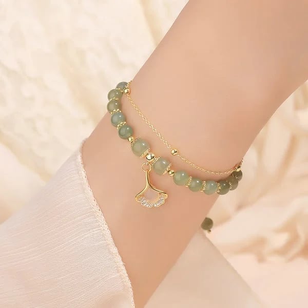 💞Lucky Wada Jade gold leaf bracelet