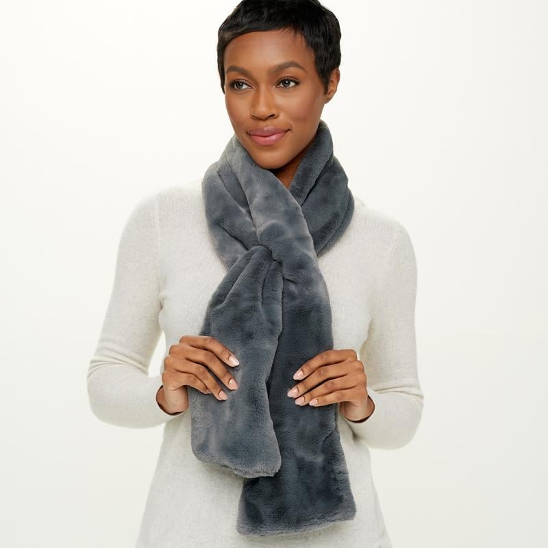 Sprigs Faux Fur Pull-Through Scarf with Zipper Pocket