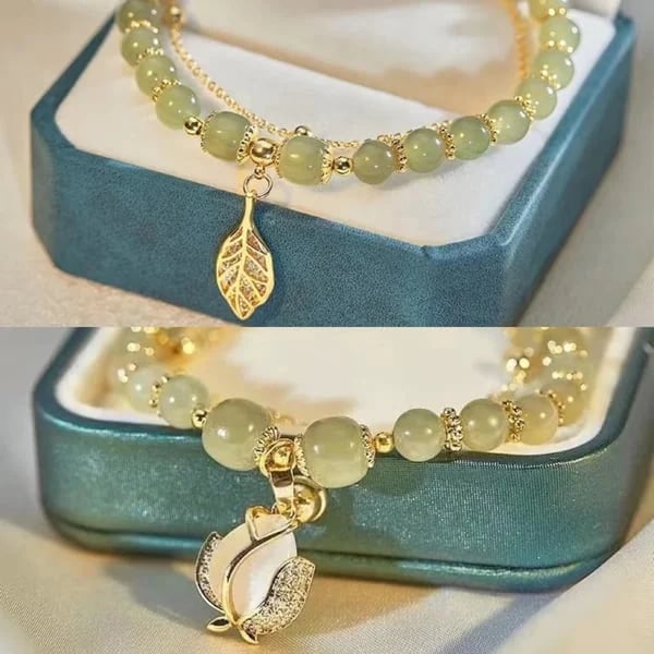 💞Lucky Wada Jade gold leaf bracelet
