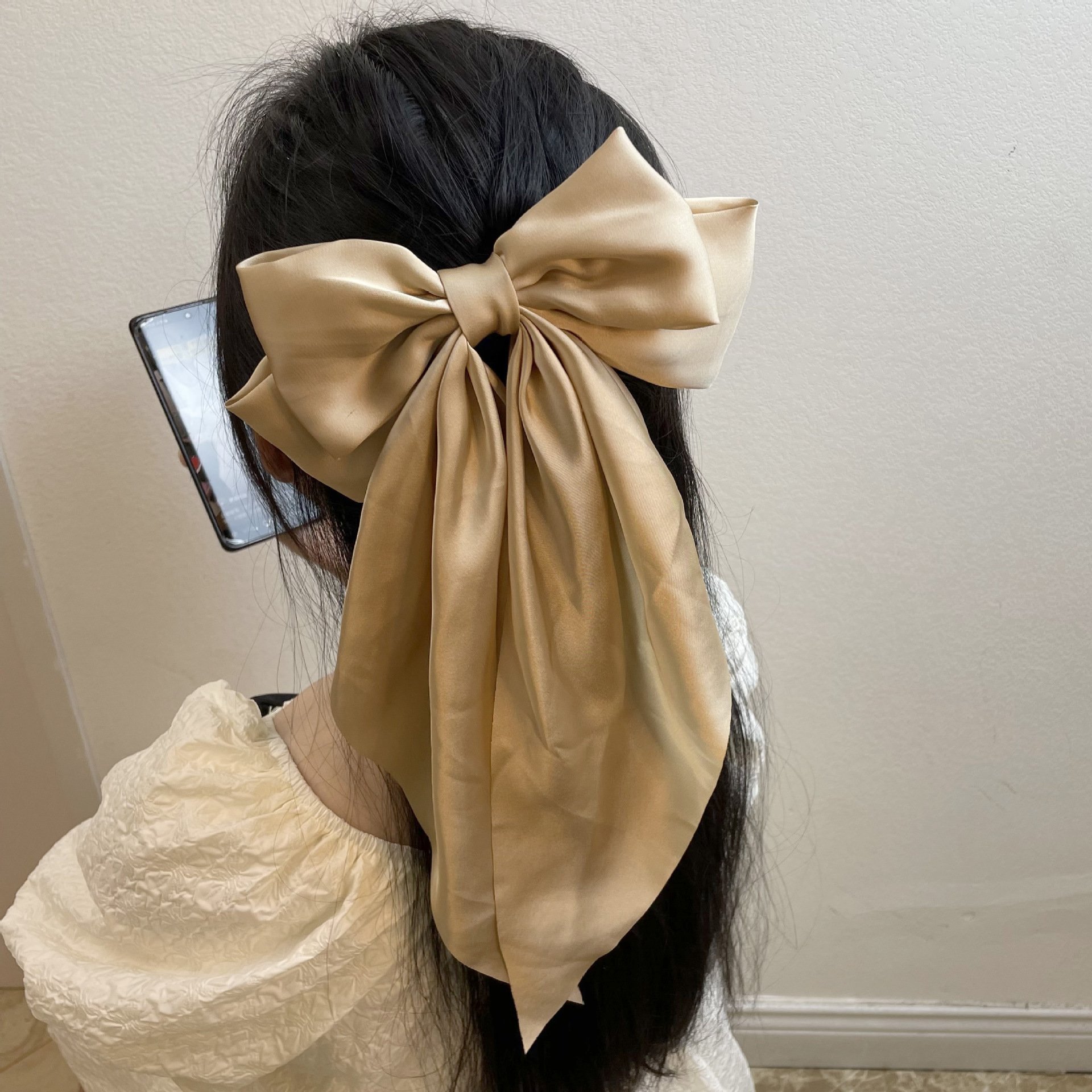 🔥Large Bow Hair Clip for Women – Wedding & Everyday Ponytail Accessory with Long Tail