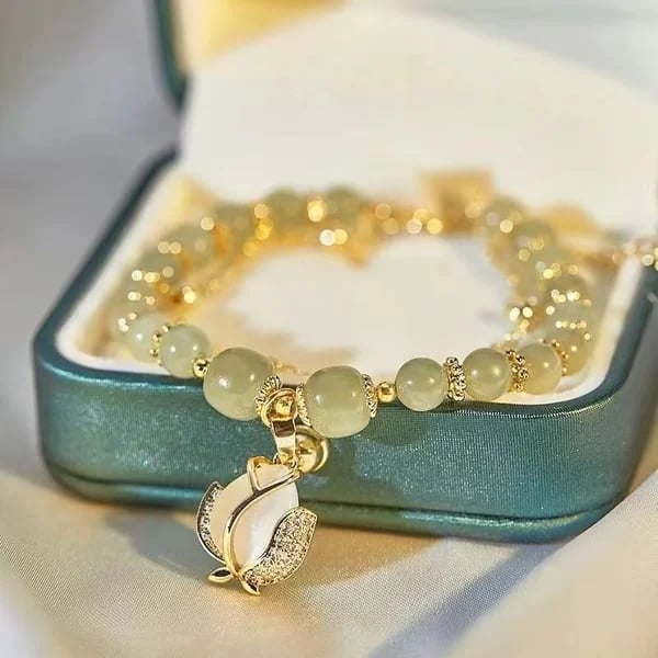 💞Lucky Wada Jade gold leaf bracelet
