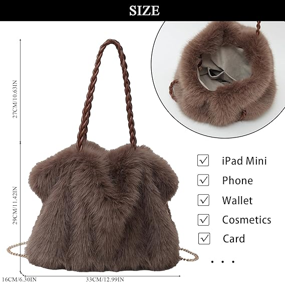 🍂New fashion trend retro plush bag 👜 Crossbody Chain Bag