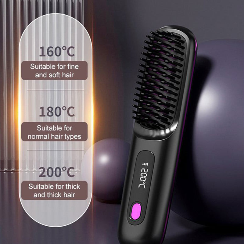 🔥Hot Sale 40% Off🔥Wireless Ceramic Heating Hair Straightening Comb