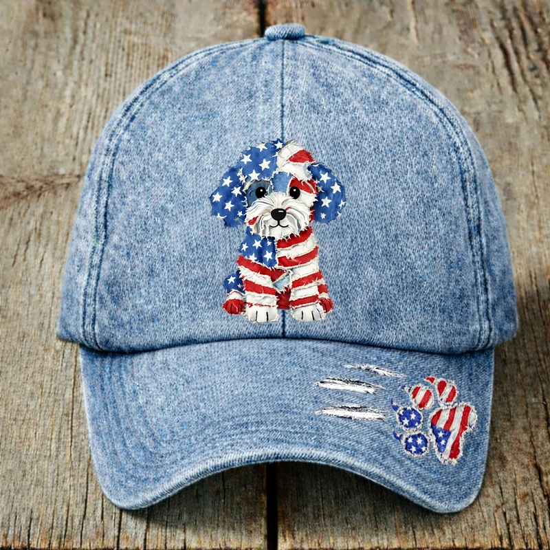 US 250th Anniversary Cute Dog Print Casual Hat