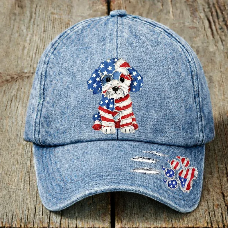 US 250th Anniversary Cute Dog Print Casual Hat