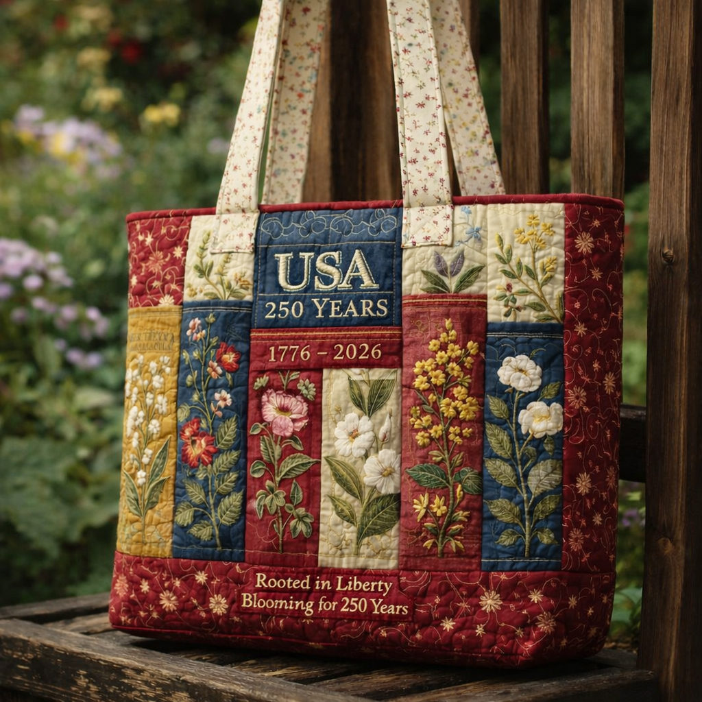 US 250th Anniversary Casual Quilted Tote Bag