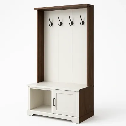 Mueble de entrada con estantería organizadora de madera MDF con ganchos, 180x100x40 cm