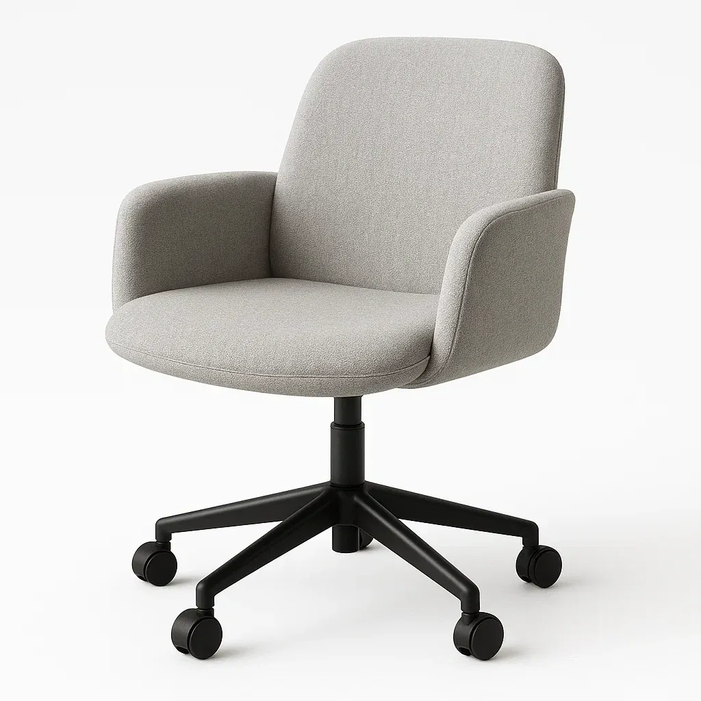 Silla giratoria de oficina con tapizado de poliéster gris