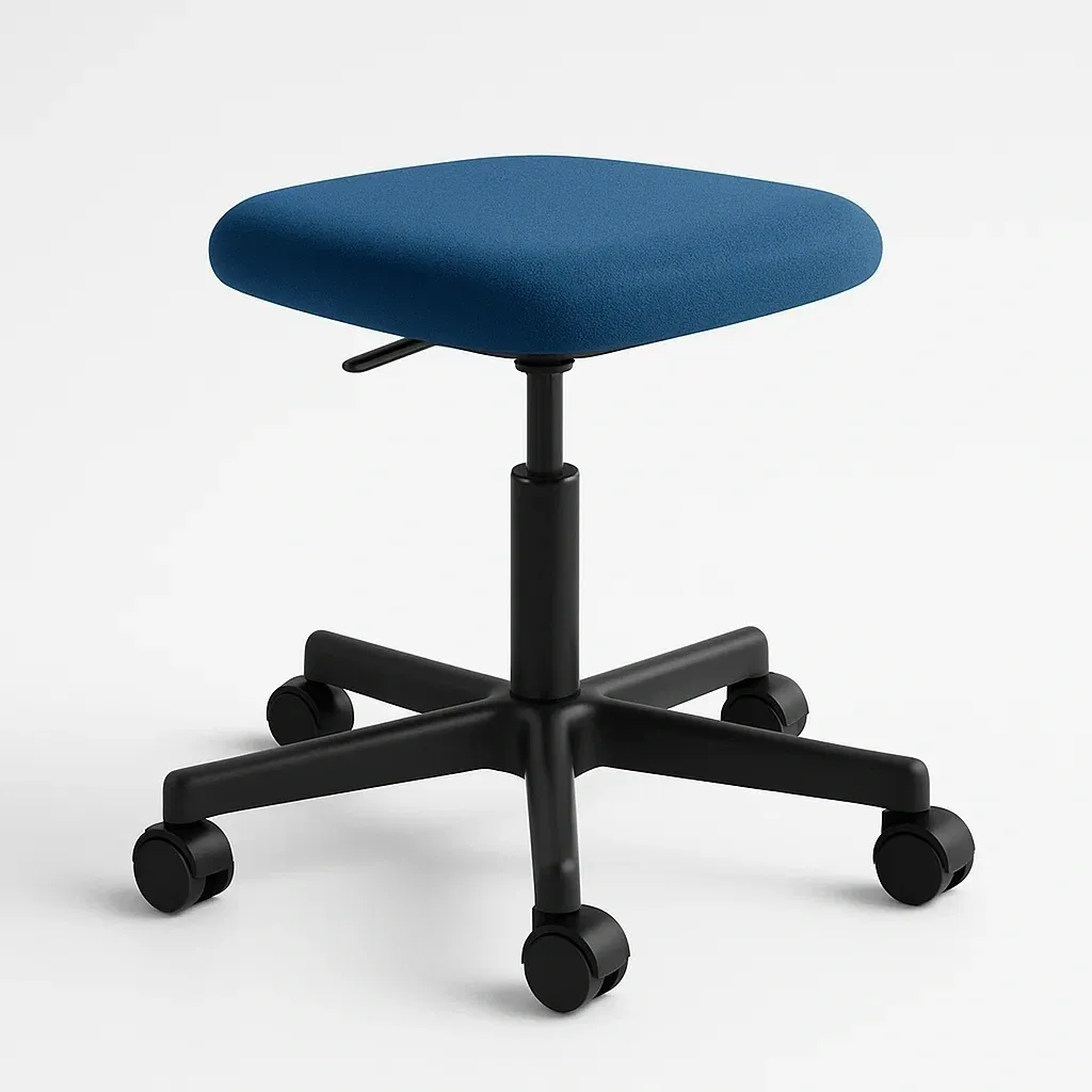 Taburete de oficina giratorio con ruedas altura ajustable azul